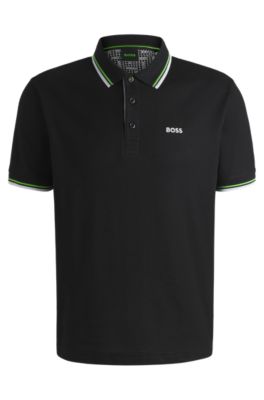 Polo en piqu&eacute; de mezcla de algod&oacute;n con S.Caf&eacute;&reg;, Negro