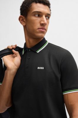 Polo en piqu&eacute; de mezcla de algod&oacute;n con S.Caf&eacute;&reg;, Negro