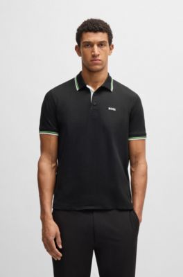 Polo en piqu&eacute; de mezcla de algod&oacute;n con S.Caf&eacute;&reg;, Negro