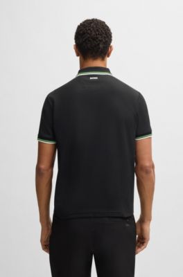 Polo en piqu&eacute; de mezcla de algod&oacute;n con S.Caf&eacute;&reg;, Negro