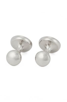 Brass and Enamel Round Cufflinks  | Norberto, Dark Blue