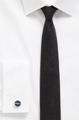 Brass and Enamel Round Cufflinks  | Norberto, Dark Blue