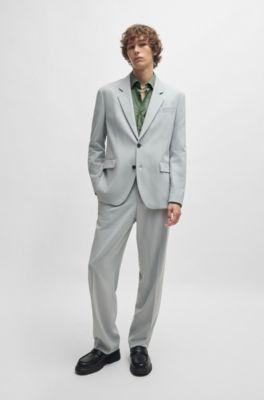 Slim-fit business shirt in cotton poplin, Light Green