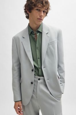 Slim-fit business shirt in cotton poplin, Light Green