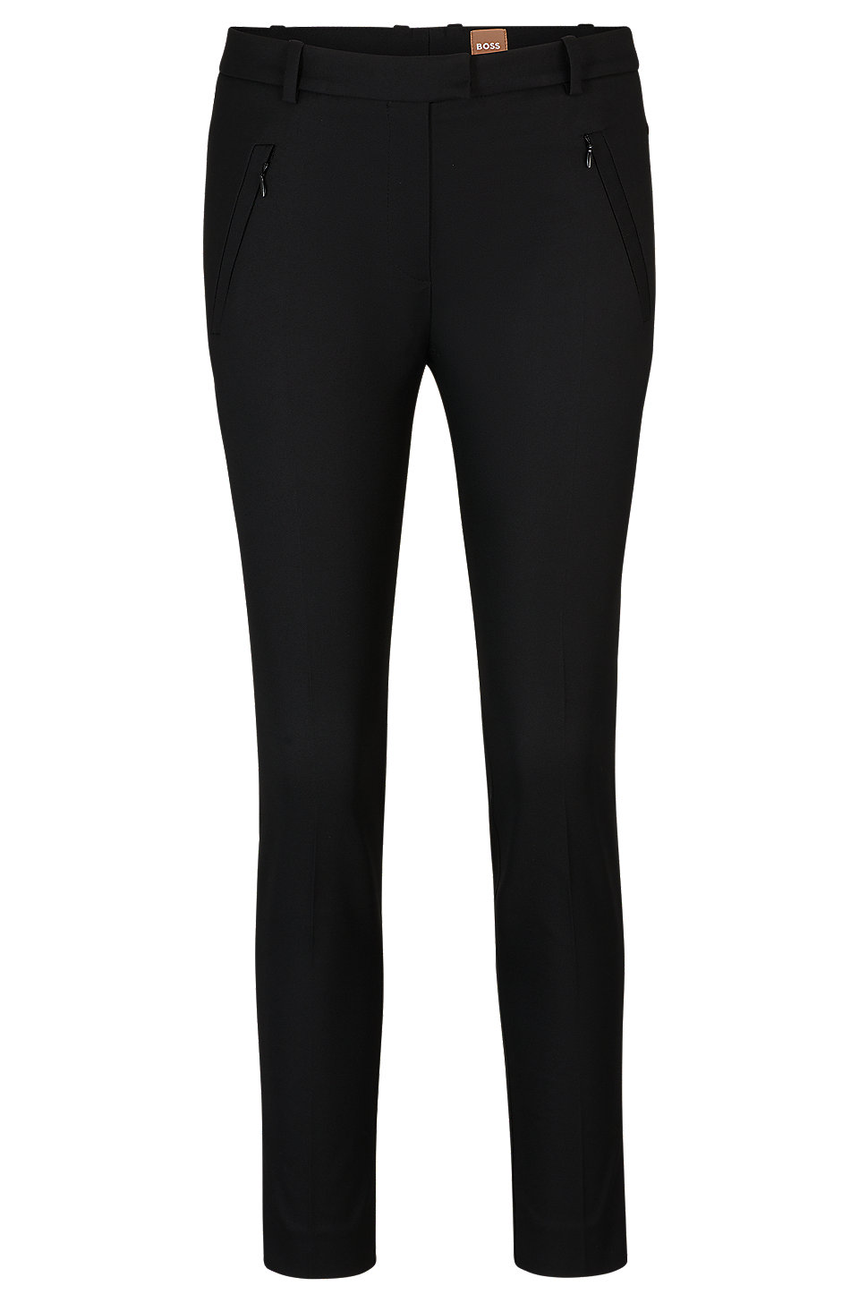 BOSS - Cropped slim-fit trousers with zipped hems