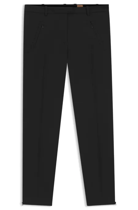 Zipped-hem slim-fit trousers with cropped length