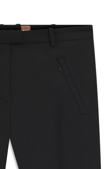 HUGO BOSS CROPPED SLIM-FIT TROUSERS WITH ZIPPED HEMS