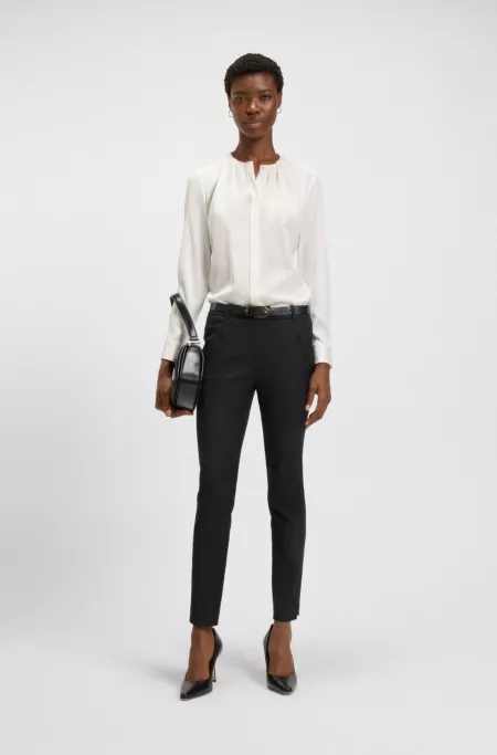 Zipped-hem slim-fit trousers with cropped length