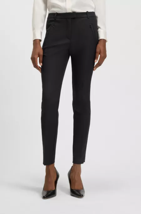 Zipped-hem slim-fit trousers with cropped length