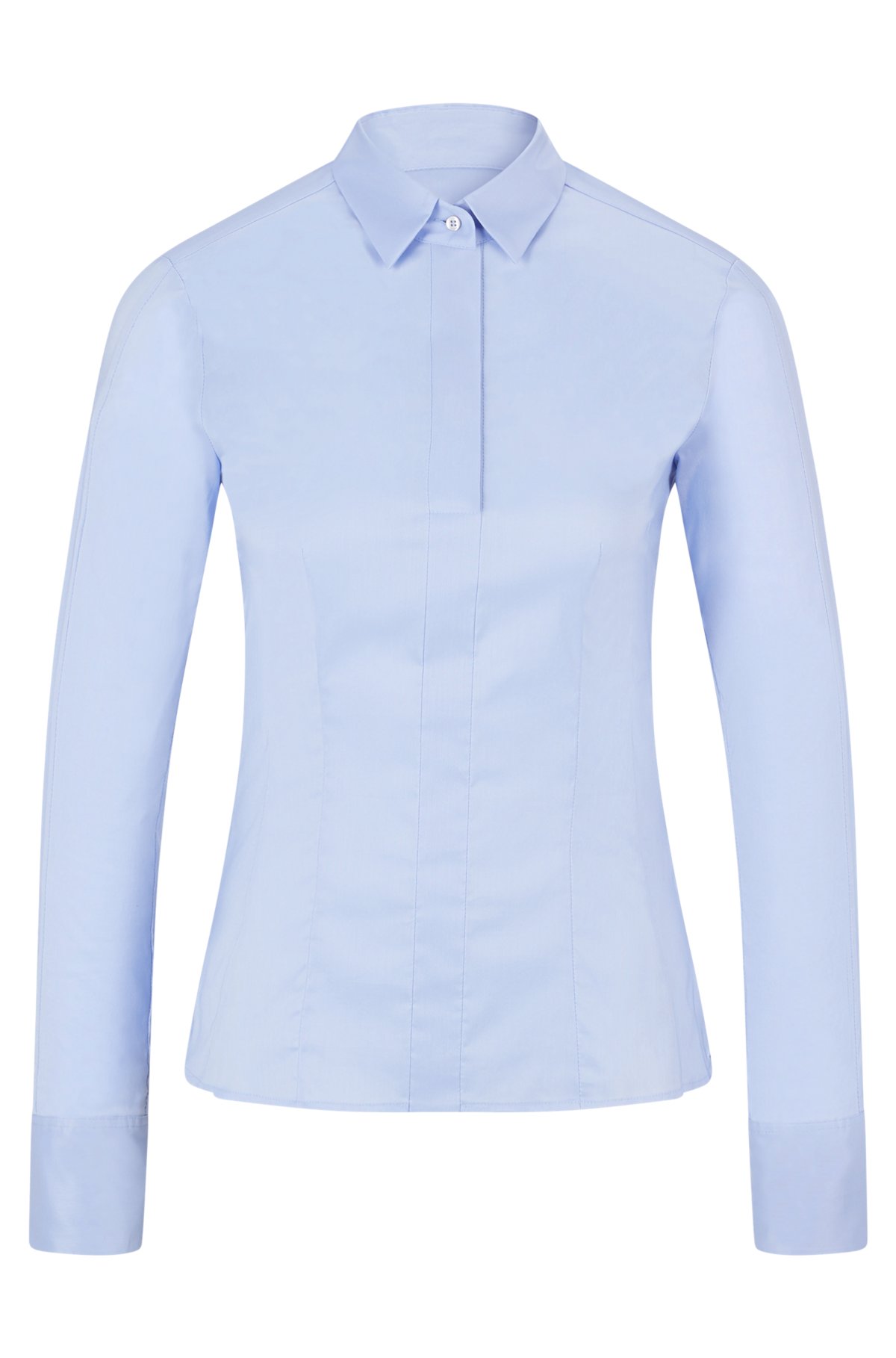 BOSS - Slim-fit blouse in stretch cotton-blend poplin
