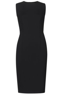 BOSS Sleeveless shift dress in Italian stretch wool