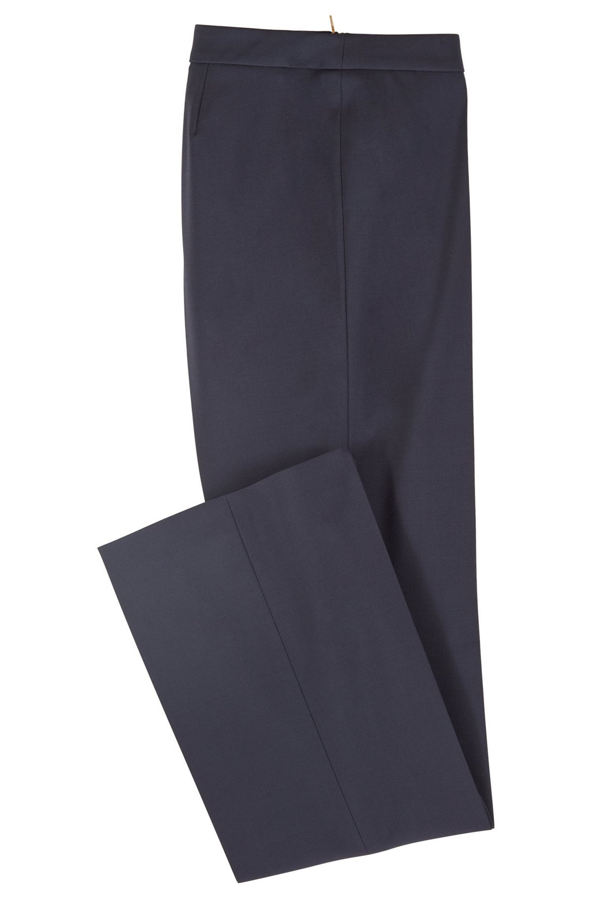 Boot-leg pants in Italian stretch-virgin-wool, Dark Blue