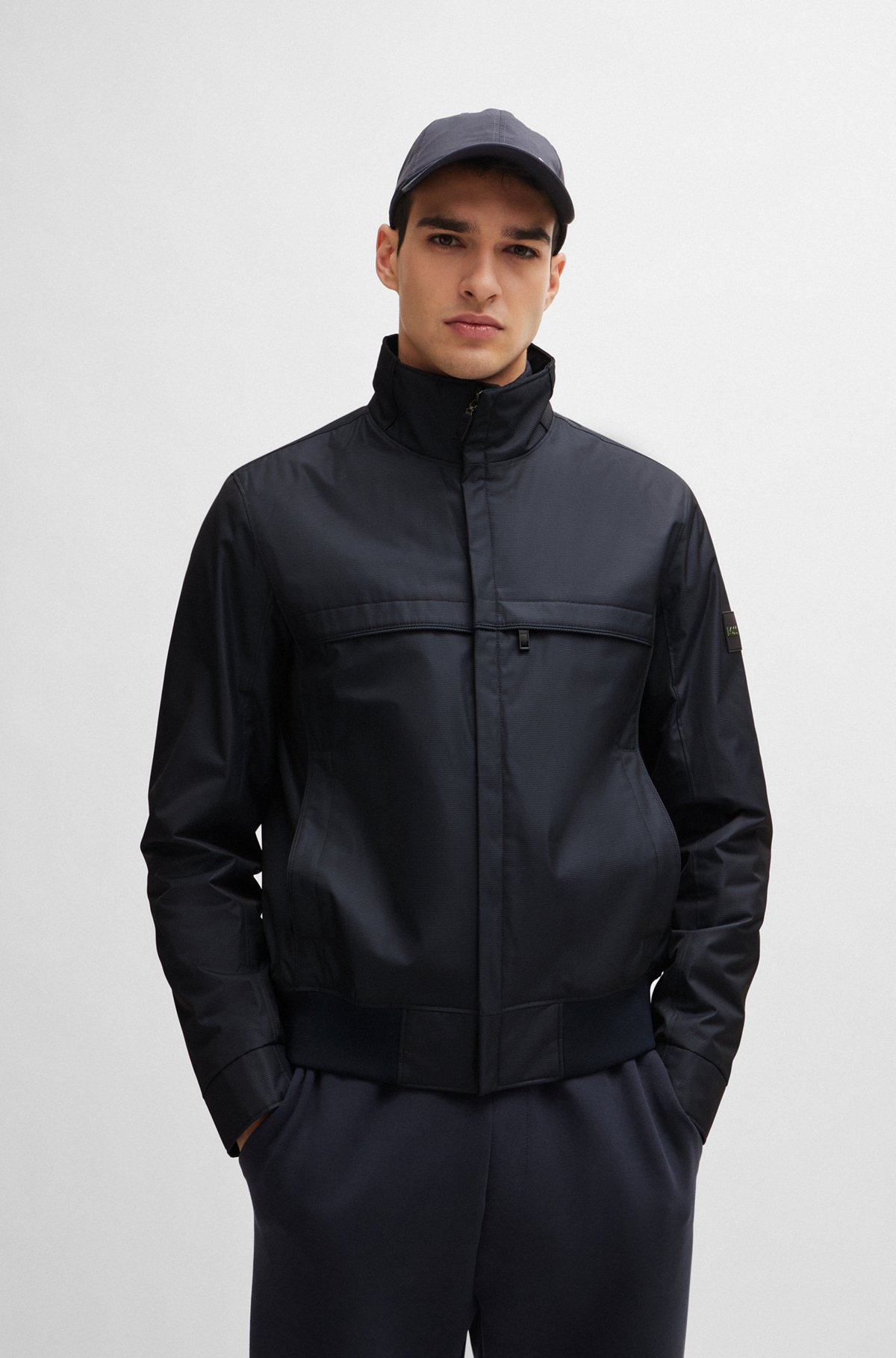 BOSS - Structured-ottoman jacket concealed zip