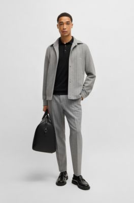 BOSS - Knit polo sweater in virgin wool - Black