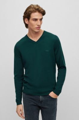 BOSS - Regular-fit V-neck sweater in extra-fine merino wool