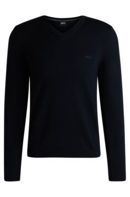 BOSS - Regular-fit V-neck sweater in extra-fine merino wool