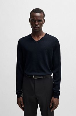 BOSS - Crew-neck sweater in merino wool