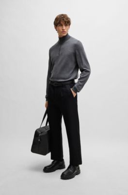 BOSS - Slim-fit sweater in extra-fine merino wool 