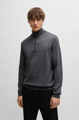 BOSS - Slim-fit sweater in extra-fine merino wool 