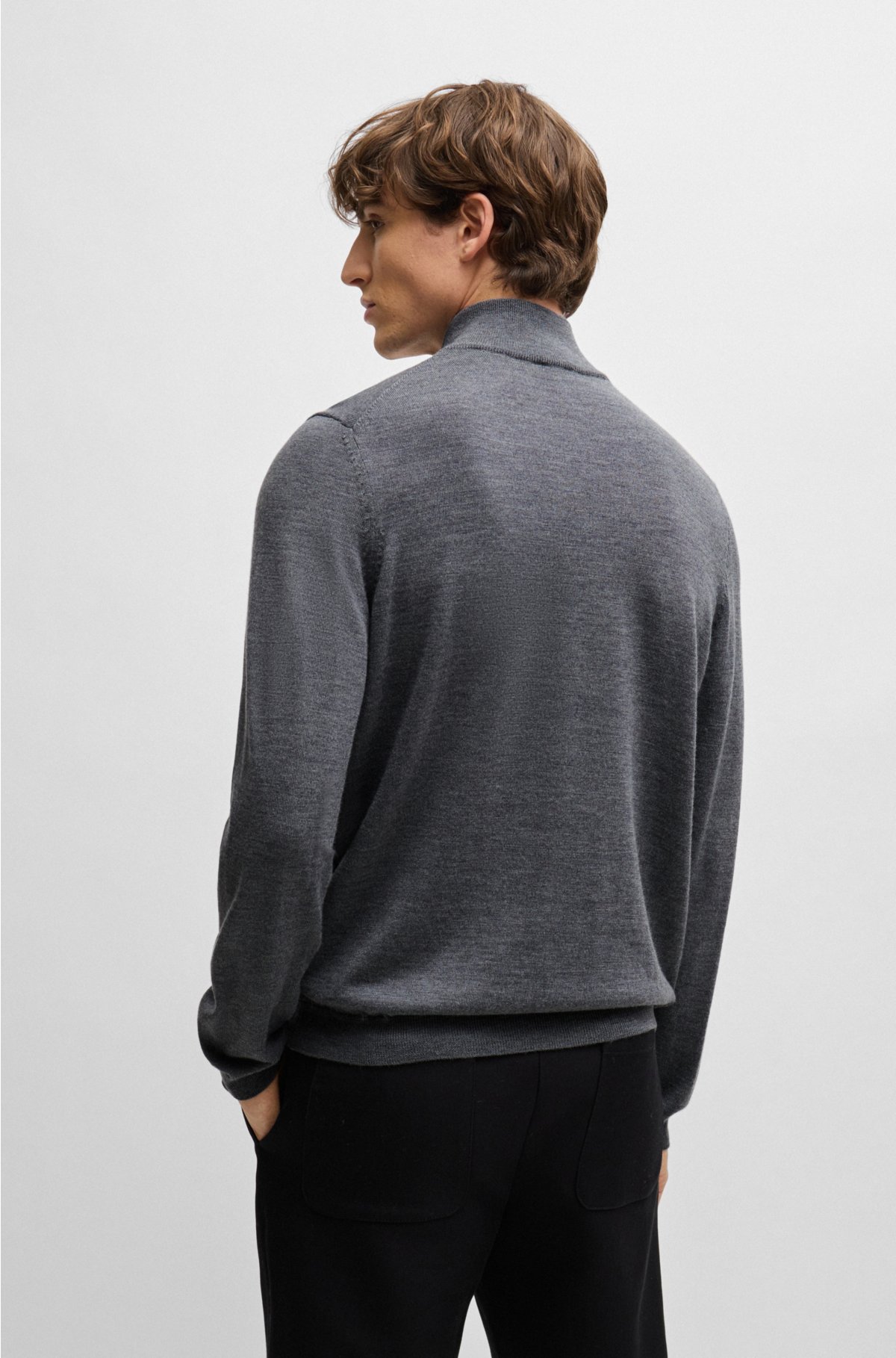 BOSS - Slim-fit sweater in extra-fine merino wool
