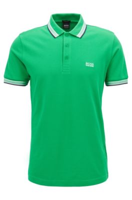 Hugo boss green polo hot sale shirt