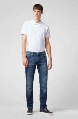 Jean Slim Fit en denim au d&eacute;lavage l&eacute;ger, Bleu