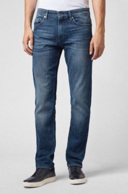 Jean Slim Fit en denim au d&eacute;lavage l&eacute;ger, Bleu