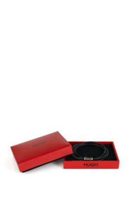 Italian-leather cord bracelet with magnetic closure, Black