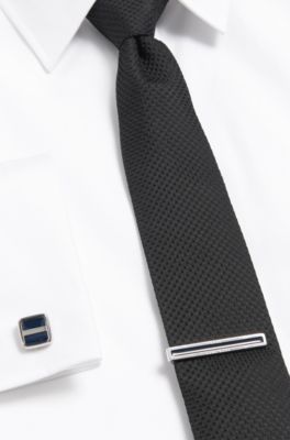 Tie clip with enamel core, Dark Blue