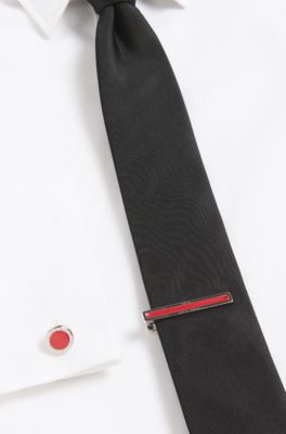 Tie clip with enamel core, Red