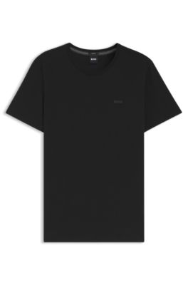 Camiseta slim fit de algod&oacute;n con logo estampado, Negro