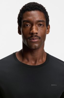 Camiseta slim fit de algod&oacute;n con logo estampado, Negro