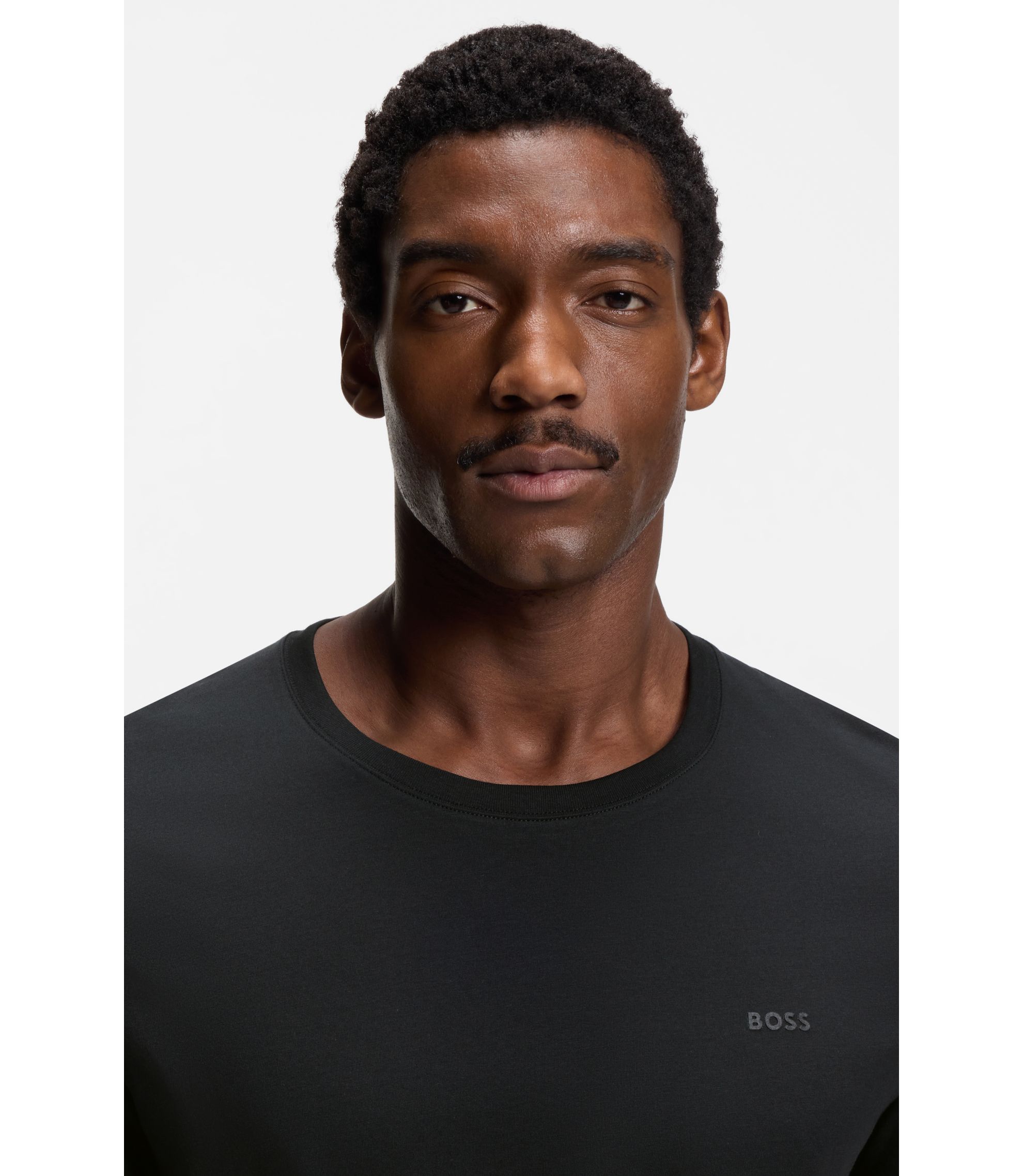 BOSS - Slim-fit T-shirt in cotton with printed logo - Black