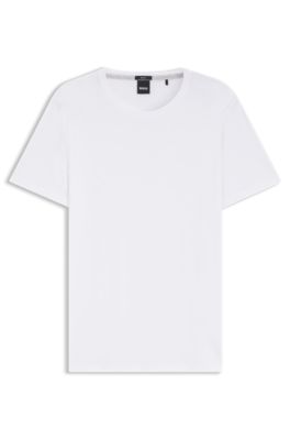 Camiseta slim fit de algod&oacute;n con logo estampado, Blanco
