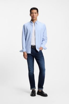 Camiseta slim fit de algod&oacute;n con logo estampado, Blanco