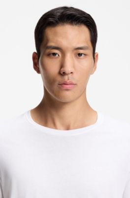 Camiseta slim fit de algod&oacute;n con logo estampado, Blanco