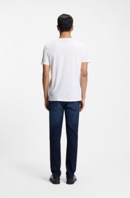 Camiseta slim fit de algod&oacute;n con logo estampado, Blanco