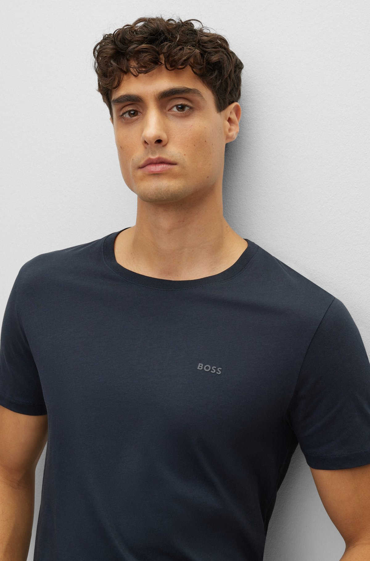 BOSS - Slim-fit T-shirt in pure cotton with liquid finishing