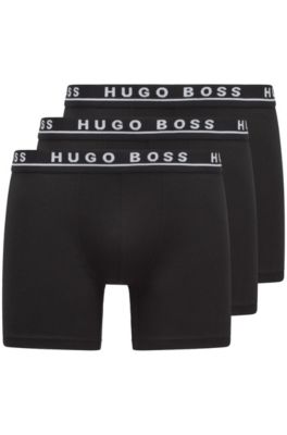 Paquete de tres calzoncillos b&oacute;xer en algod&oacute;n el&aacute;stico, Negro