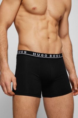 Paquete de tres calzoncillos b&oacute;xer en algod&oacute;n el&aacute;stico, Negro