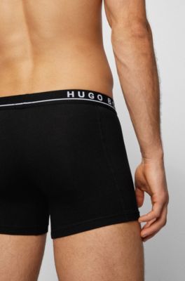Paquete de tres calzoncillos b&oacute;xer en algod&oacute;n el&aacute;stico, Negro