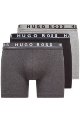 Paquete de tres calzoncillos b&oacute;xer en algod&oacute;n el&aacute;stico, Gris claro
