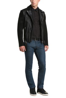 Cotton Button Down Shirt, Slim Fit | EdoslimE, Black