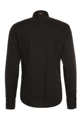 Cotton Button Down Shirt, Slim Fit | EdoslimE, Black