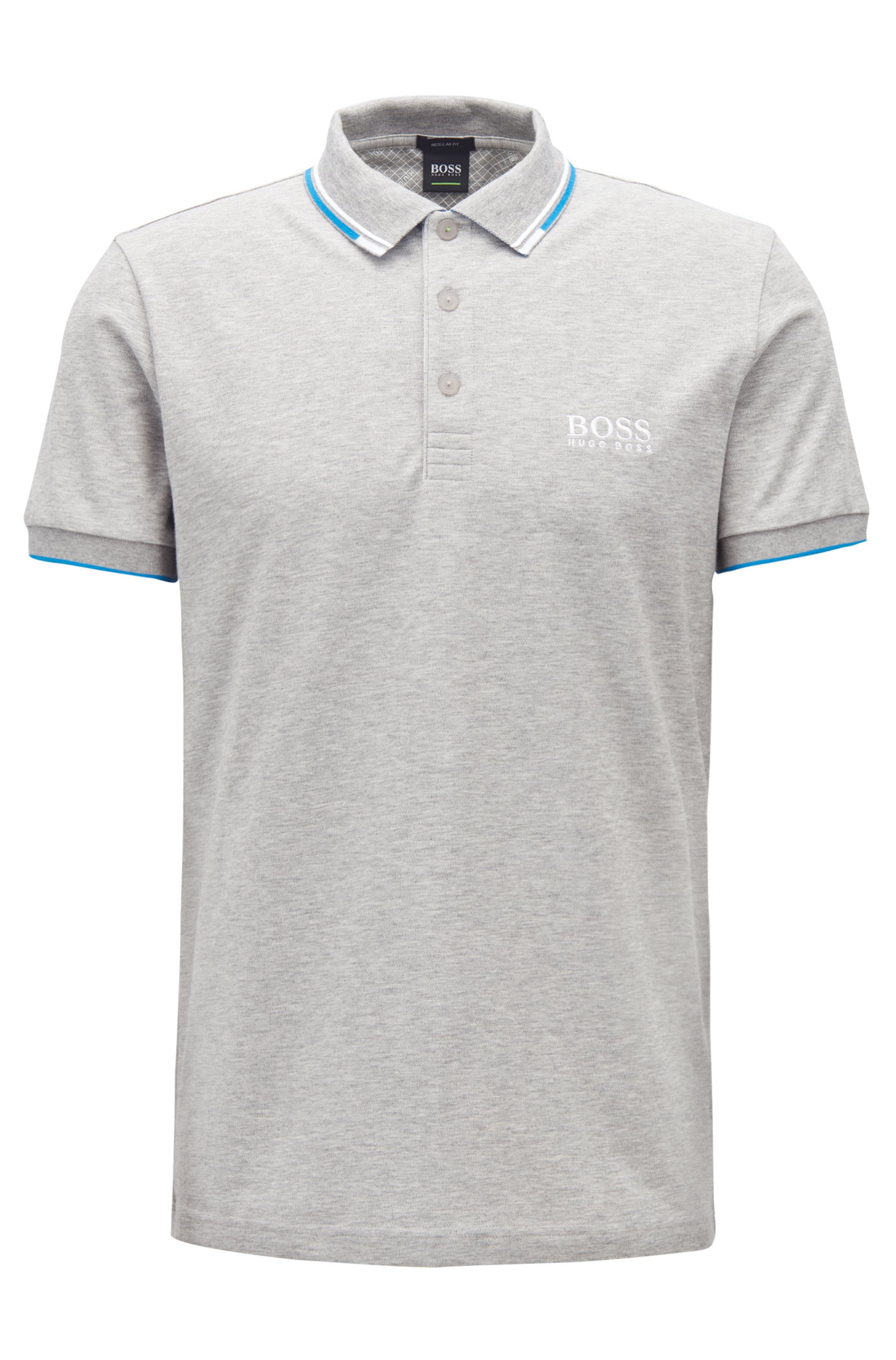Regular fit piqué polo shirt with quick-dry technology, Open Grey