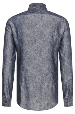 Crosshatch Italian Cotton Dress Shirt, Slim Fit | Jenno, Dark Grey