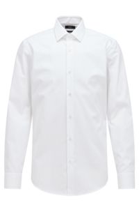 Slim-fit business shirt in cotton poplin, White