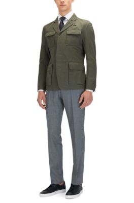 Cotton Linen Field Jacket | Nelio W, Dark Green