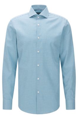 Kjøp Hugo Boss Skjorte Herre - BOSS Slim-fit shirt in Italian satin with  collection print - Lyse Blå