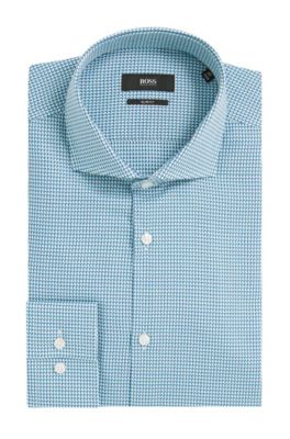 Houndstooth Cotton Dress Shirt, Slim Fit | Jason&nbsp;, Open Green